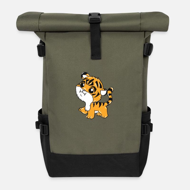 tigre - Sac à dos roll top - olive/noir