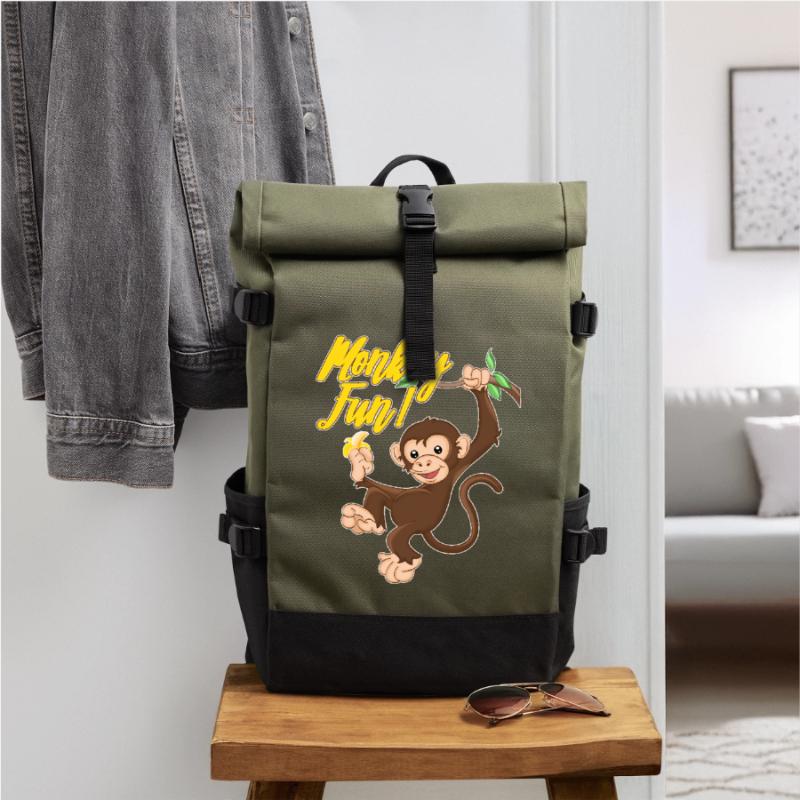 Monkey Monkey Fun Monkey Monkey Roll Top Backpack
