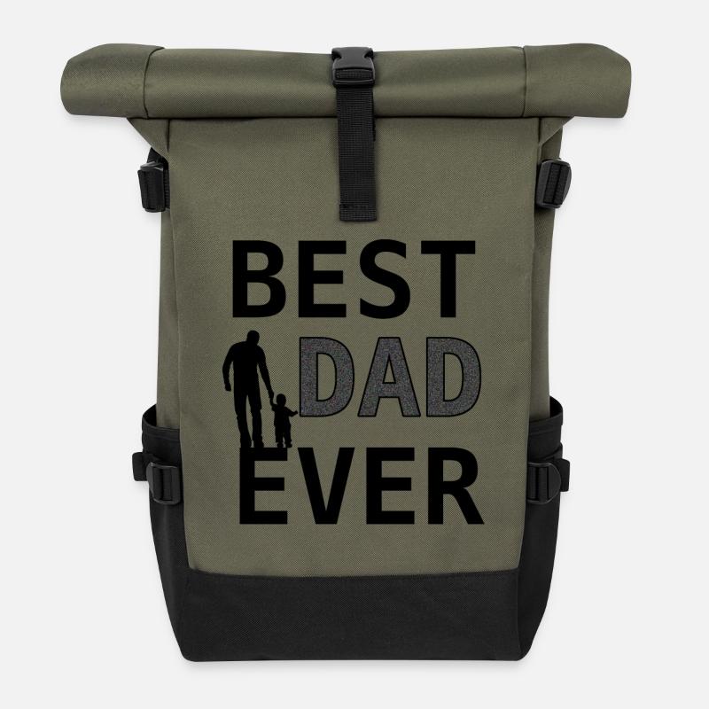 Best Dad Glitzer Design - Rolltop Rucksack - Olive/Schwarz