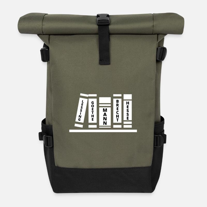 Lessing, Goethe, Mann, Brecht, Hesse - Rolltop Rucksack - Olive/Schwarz