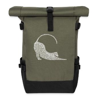 Cat meow shirt cat lover - Roll Top Backpack - olive/black - Front