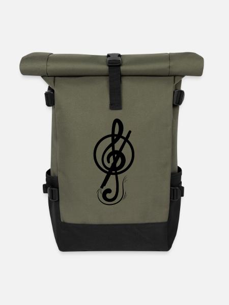 Querflöte - Rolltop Rucksack - Olive/Schwarz