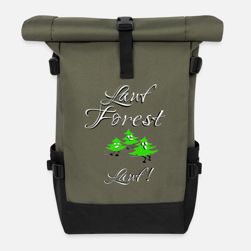 Lauf Forrest Lauf! Christmas Design - Rolltop Rucksack - Olive/Schwarz