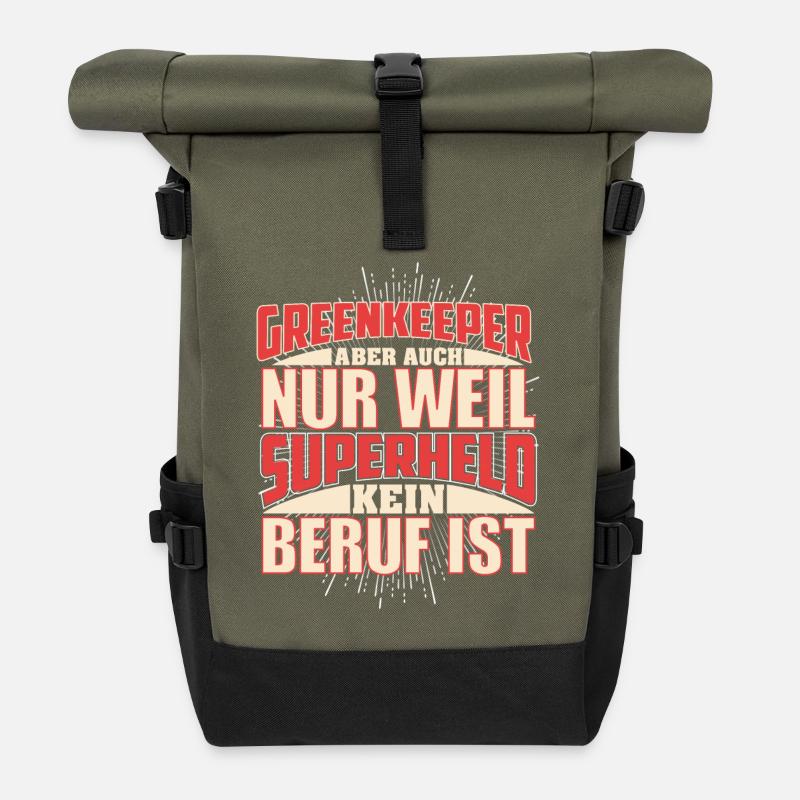 Greenkeeper Superheld - Rolltop Rucksack - Olive/Schwarz