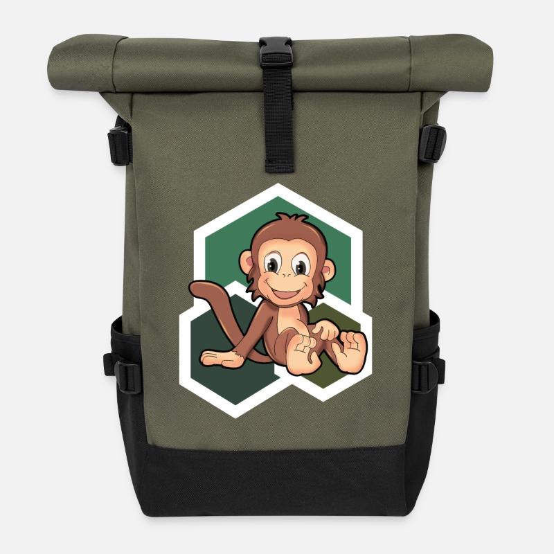 Singe mignon - Sac à dos roll top - olive/noir
