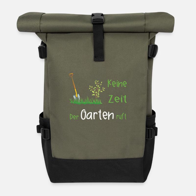 Garten Gärtner Gartenarbeit Geschenk - Rolltop Rucksack - Olive/Schwarz