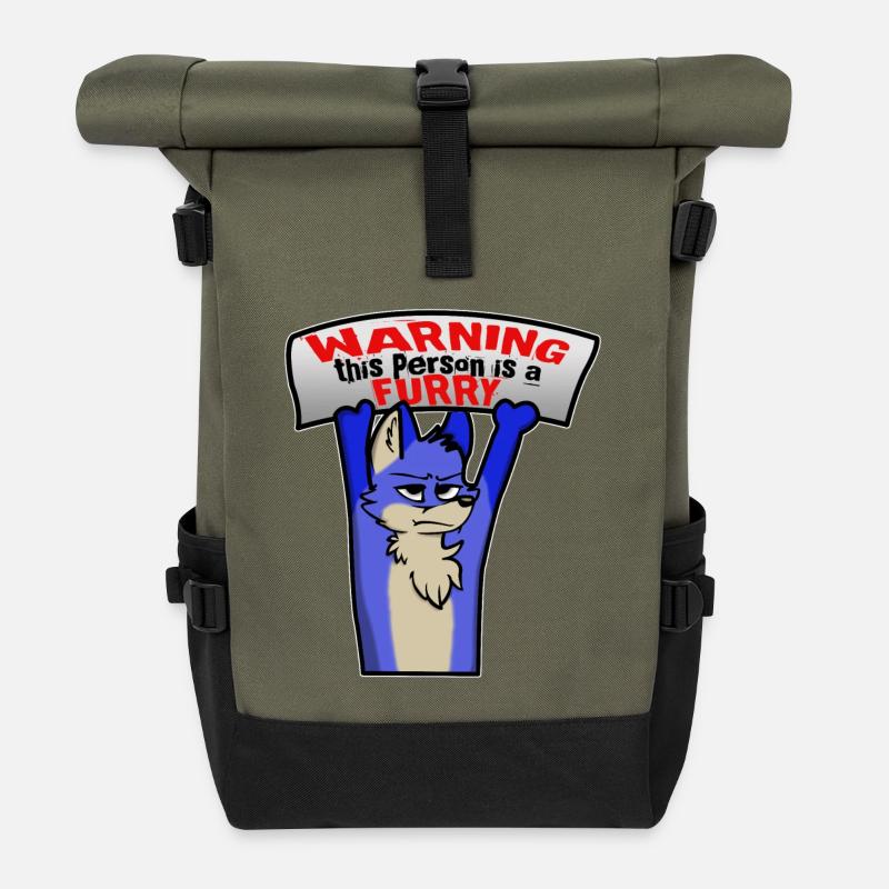 Warning this person is a furry - Roll Top Backpack - olive/black