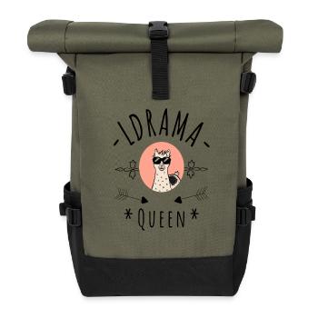 No Drama Llama Queen - Roll Top Backpack - olive/black - Front
