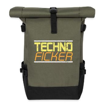 Techno Raver Rave Festival - Rolltop Rucksack - Olive/Schwarz - Vorne