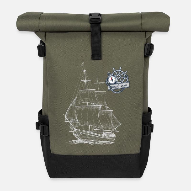 Darss Coast - Dein Statement für den Darß - Rolltop Rucksack - Olive/Schwarz