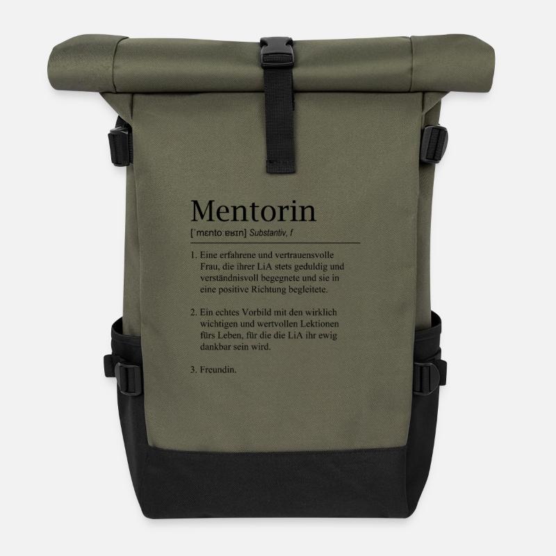Mentorin einer Lehrein in Ausbildung - Rolltop Rucksack - Olive/Schwarz