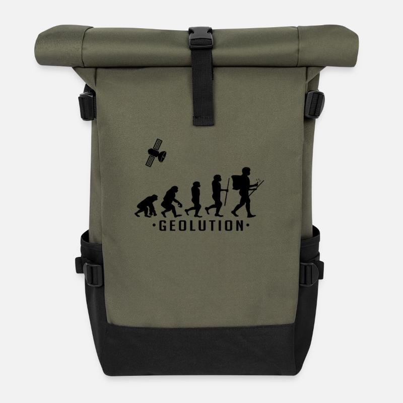 Geocaching evolution Shirt Geolution - Rolltop Rucksack - Olive/Schwarz