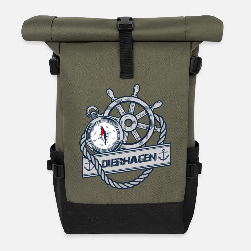 Dierhagen - Darss Coast - Statement für den Darss - Rolltop Rucksack - Olive/Schwarz