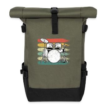 Schlagzeuger Schlagzeug - Rolltop Rucksack - Olive/Schwarz - Vorne