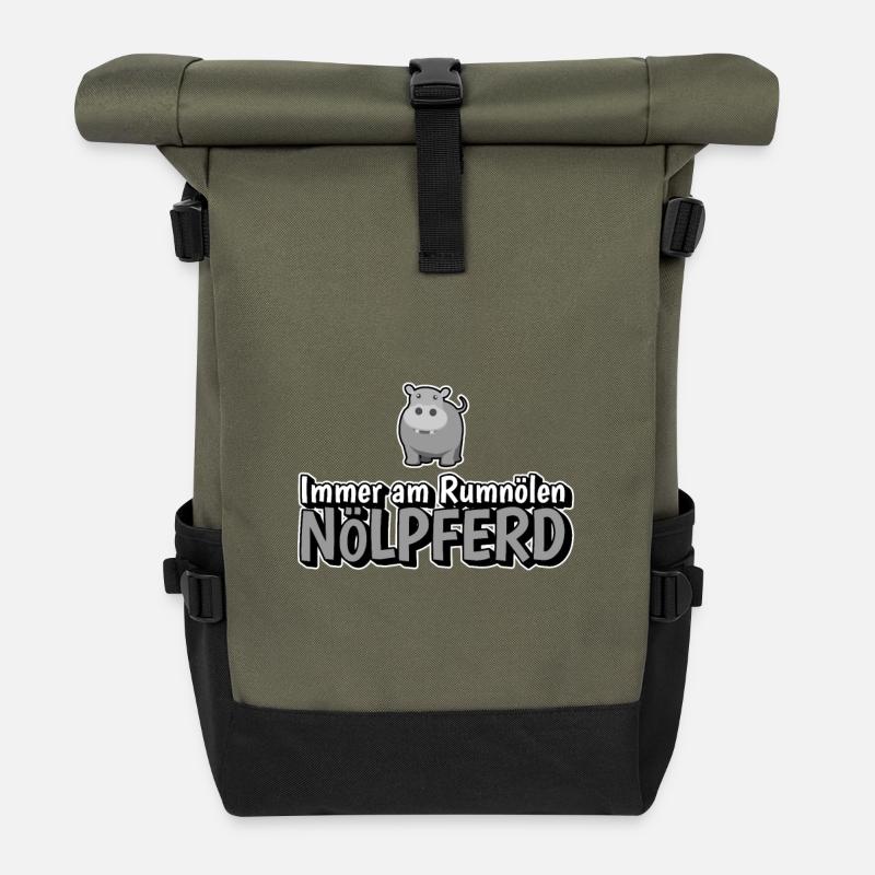 Immer am Rumnölen - Nölpferd - Rolltop Rucksack - Olive/Schwarz