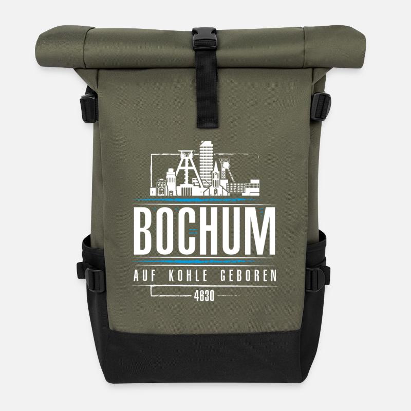 Bochum - 4630 - Auf Kohle geboren - Rolltop Rucksack - Olive/Schwarz