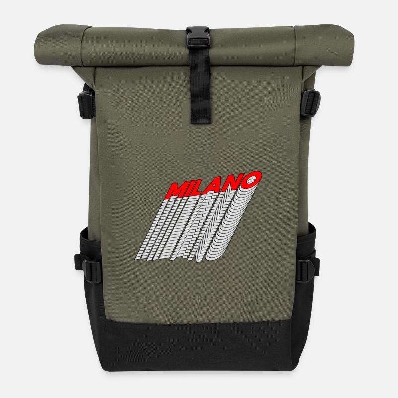 Milano Neon Linien 3D Perspektive - Rolltop Rucksack - Olive/Schwarz