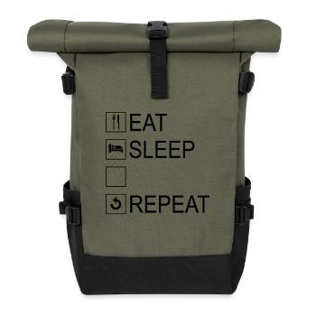 Eat Sleep Repeat Template - Roll Top Backpack - olive/black - Front