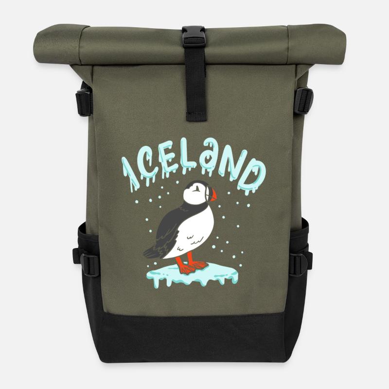 Island Papageientaucher - Rolltop Rucksack - Olive/Schwarz