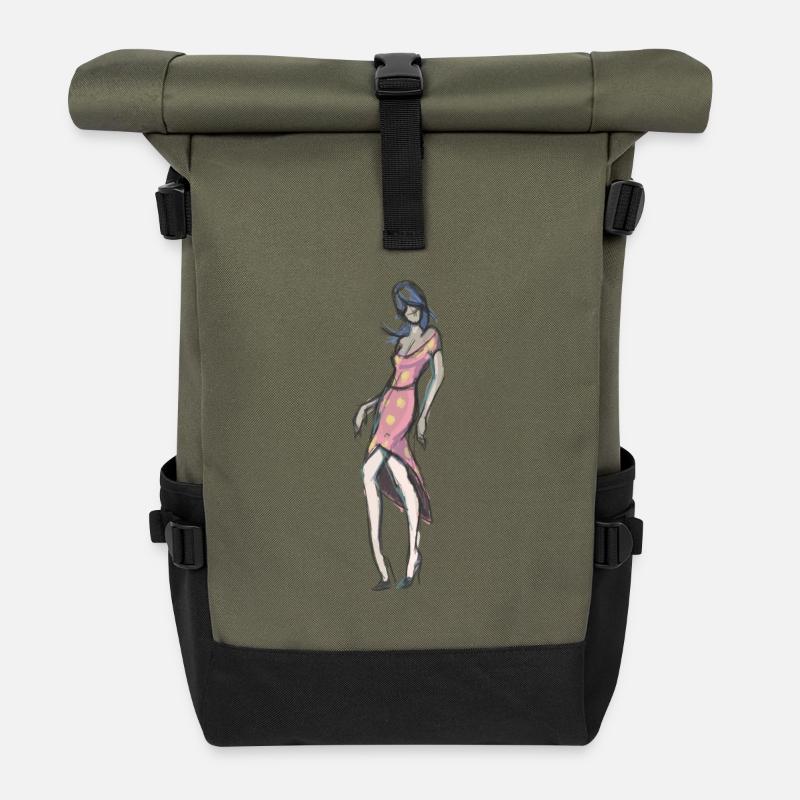 Modedesigner - Rolltop Rucksack - Olive/Schwarz