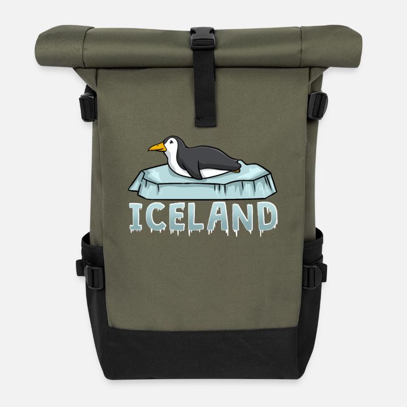 Island Papageitaucher - Rolltop Rucksack - Olive/Schwarz
