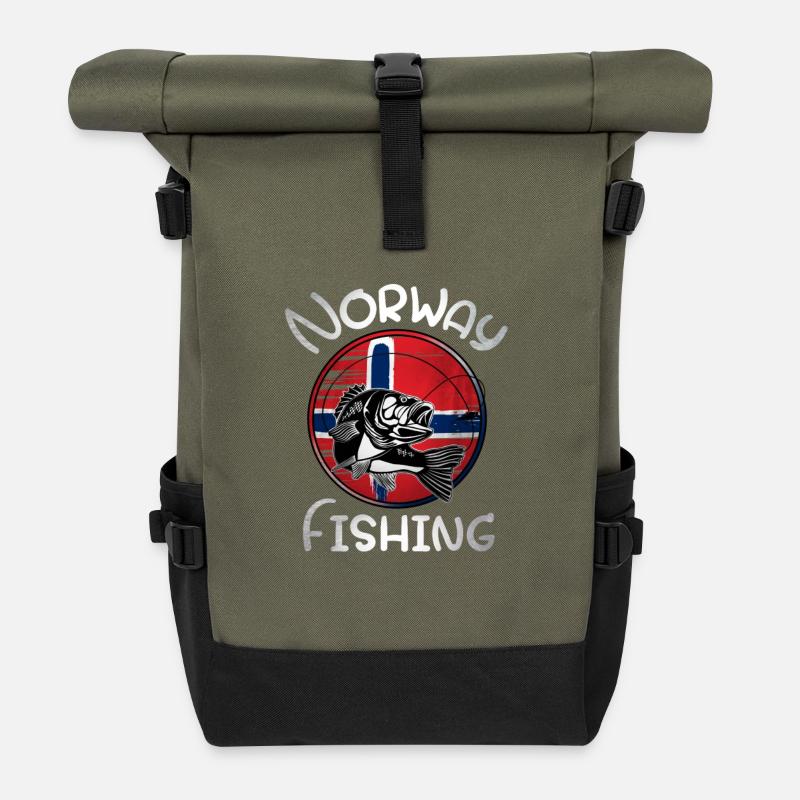 Norway Fishing - Roll Top Backpack - olive/black