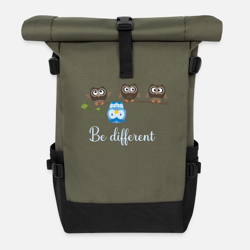 Be Different Eule - Rolltop Rucksack - Olive/Schwarz