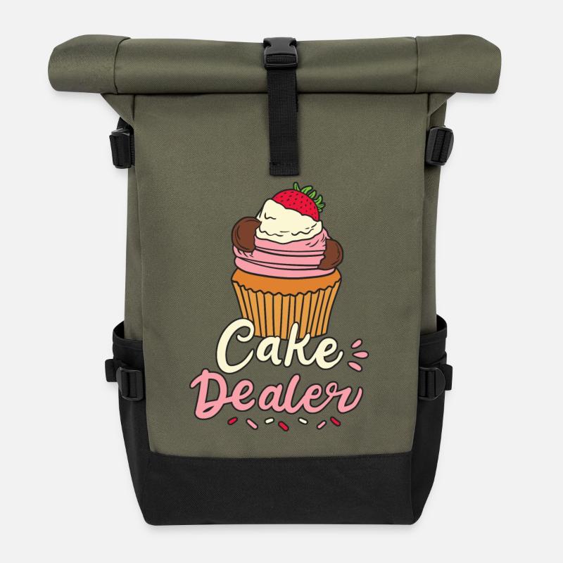 Kuchen Bäcker Backen - Rolltop Rucksack - Olive/Schwarz