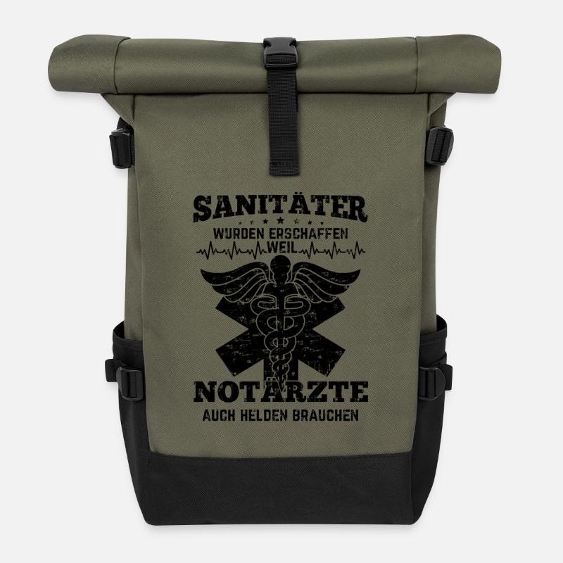 Sanitäter Geschenkideen - Rolltop Rucksack - Olive/Schwarz