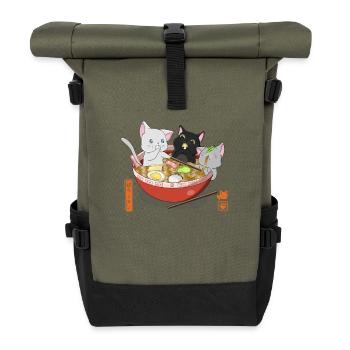 Ramen Katzen - Rolltop Rucksack - Olive/Schwarz - Vorne