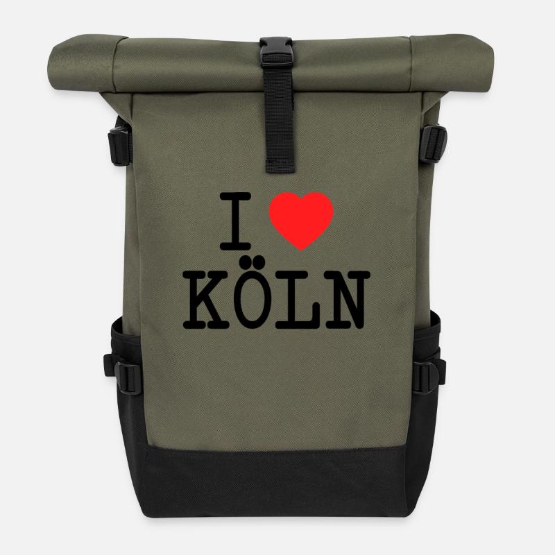 Ich Liebe Köln I Love Cologne Kölner Karneval Fan - Rolltop Rucksack - Olive/Schwarz