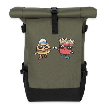 Burgers and fries - Roll Top Backpack - olive/black - Front