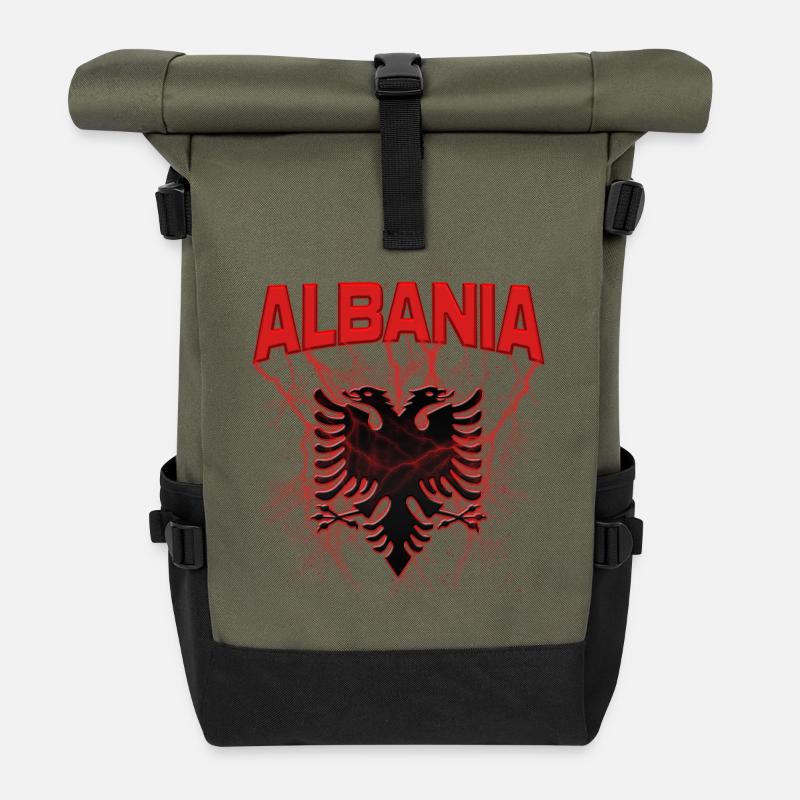 Albanischer Adler - Rolltop Rucksack - Olive/Schwarz