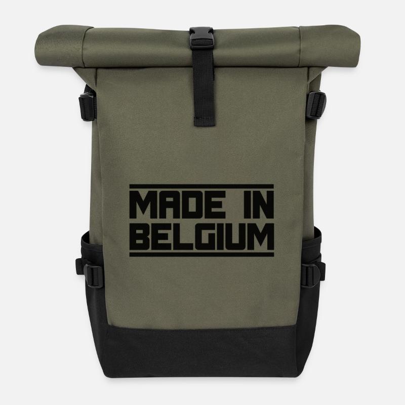 Made in Belgium - Roll Top Backpack - olive/black