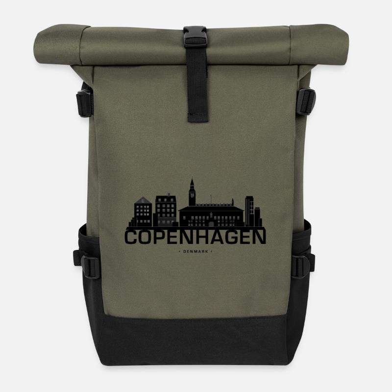 Kopenhagen Skyline Dänemark - Rolltop Rucksack - Olive/Schwarz