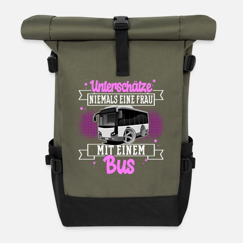 Busfahrerin - Rolltop Rucksack - Olive/Schwarz