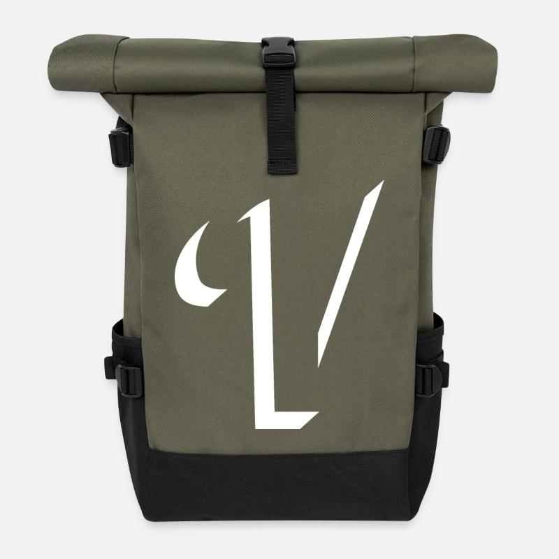 Letter V, Name, der Buchstabe V - Rolltop Rucksack - Olive/Schwarz