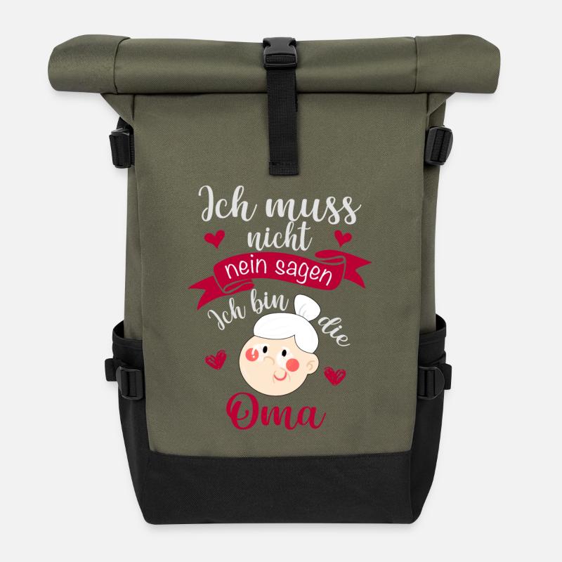 Ich bin die Oma – frech und liebevoll - Rolltop Rucksack - Olive/Schwarz