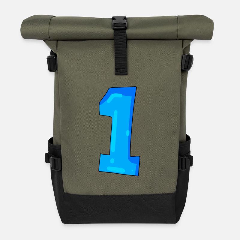 Zahl 1 Nummer - Rolltop Rucksack - Olive/Schwarz