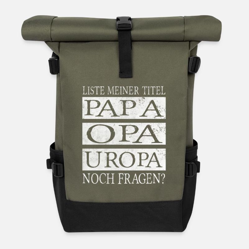 Papa Opa Uropa - Rolltop Rucksack - Olive/Schwarz