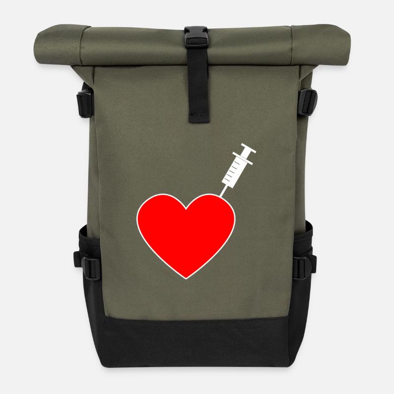 Vaccination - Je suis vacciné - Sac à dos roll top - olive/noir