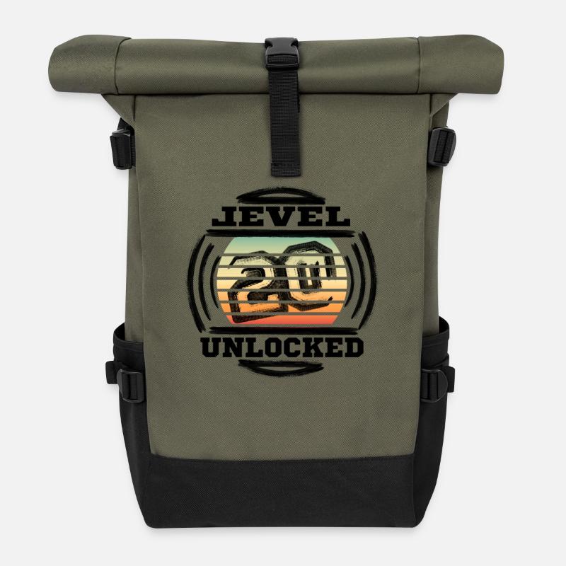20 Years Level Vintage Unlocked - Roll Top Backpack - olive/black