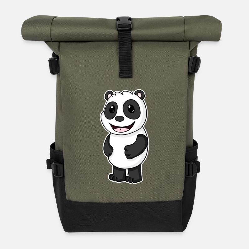 Panda Bär Panda Baby - Rolltop Rucksack - Olive/Schwarz