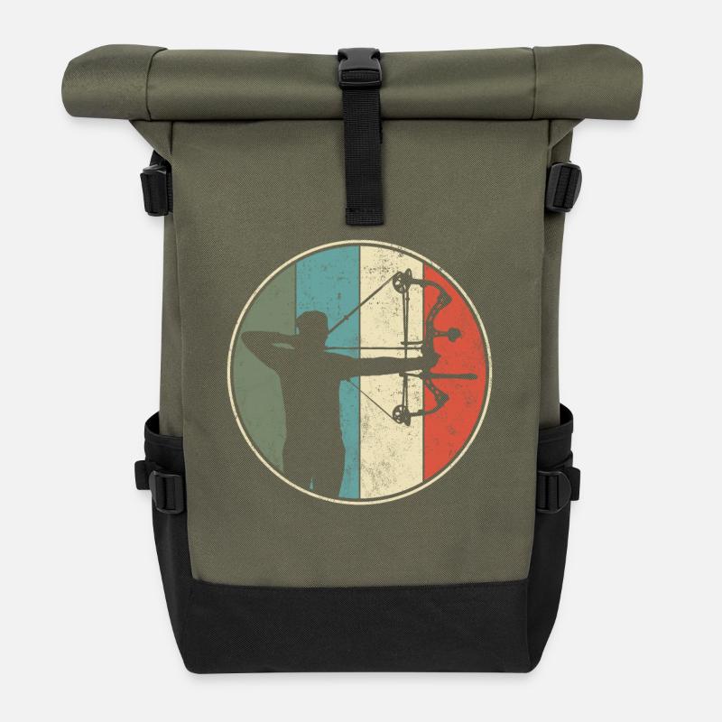 Bogenschießen Bogenjagd Vintage - Rolltop Rucksack - Olive/Schwarz