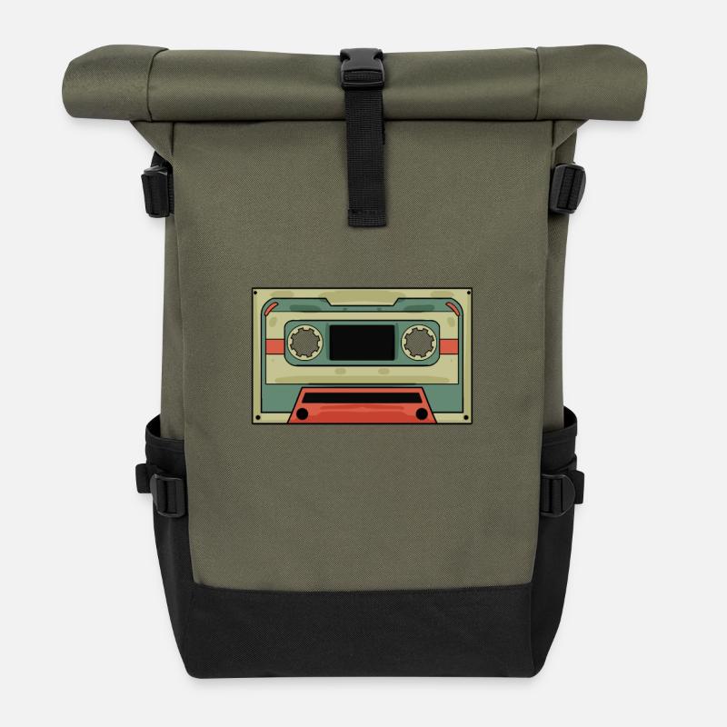 Cassettes Cassettes Mixtape Rétro Rétro Cassette - Sac à dos roll top - olive/noir