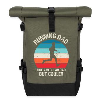 Running Dad Funny Marathon Runner Vintage - Roll Top Backpack - olive/black - Front