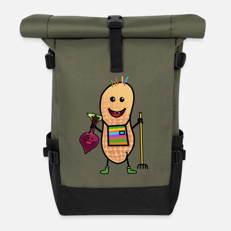 Peanuts Freak Farmer Organic Organic Vegetable Growing - Roll Top Backpack - olive/black