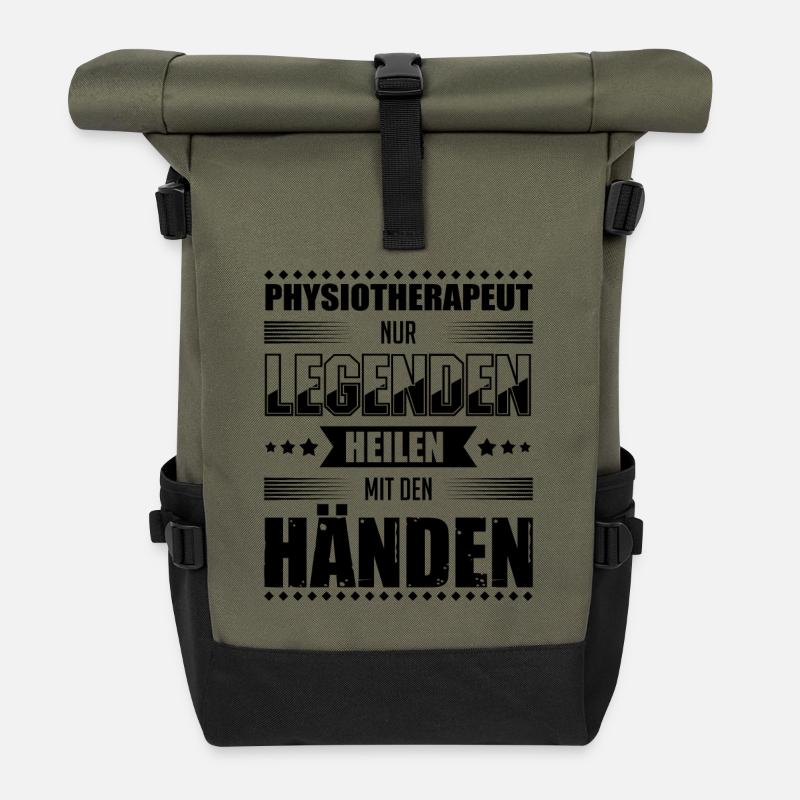 Physiotherapeut Geschenkideen - Rolltop Rucksack - Olive/Schwarz