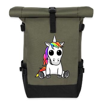 Außerirdisches Einhorn Rausch Alien Drogen Extase - Rolltop Rucksack - Olive/Schwarz - Vorne