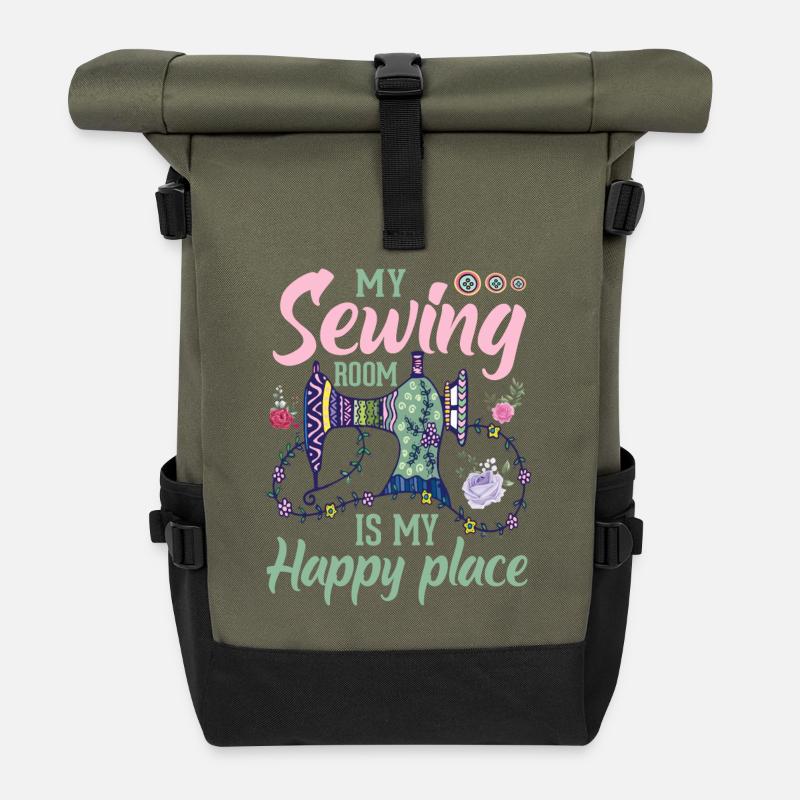 Nähen - Rolltop Rucksack - Olive/Schwarz